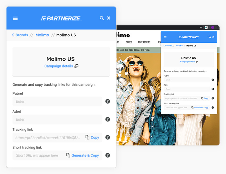 Partnerize shortlink chrome extension