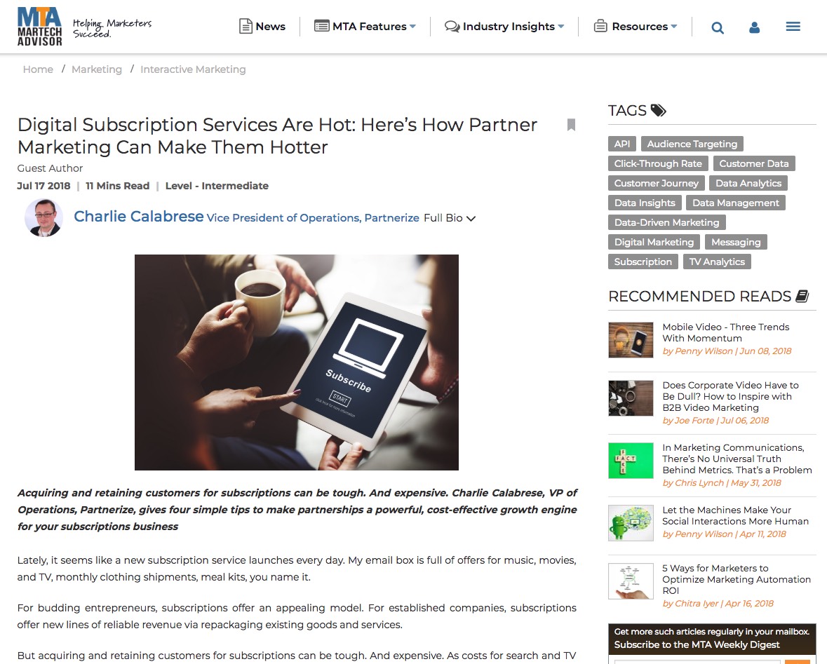 Partnerships subscription services