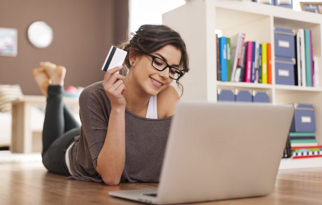 Woman Shopping On Laptop