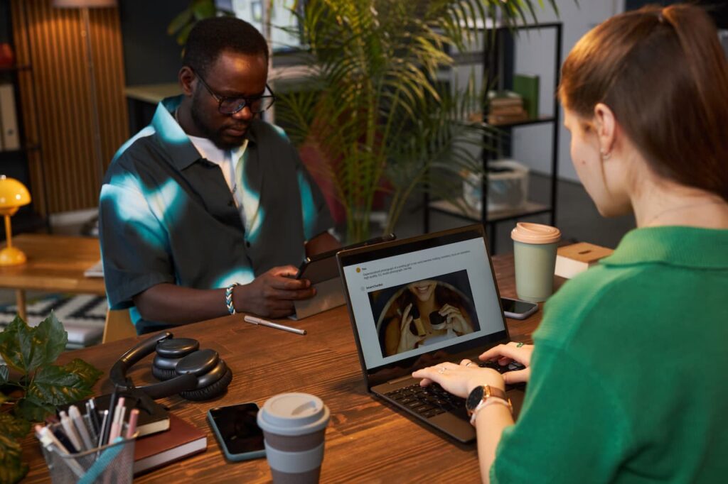 a woman at her desk working on an affiliate program hub